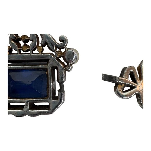 VTG Signed Crown Trifari Alfred Philippe Sapphire Glass Rhinestone Necklace READ - Picture 6 of 16